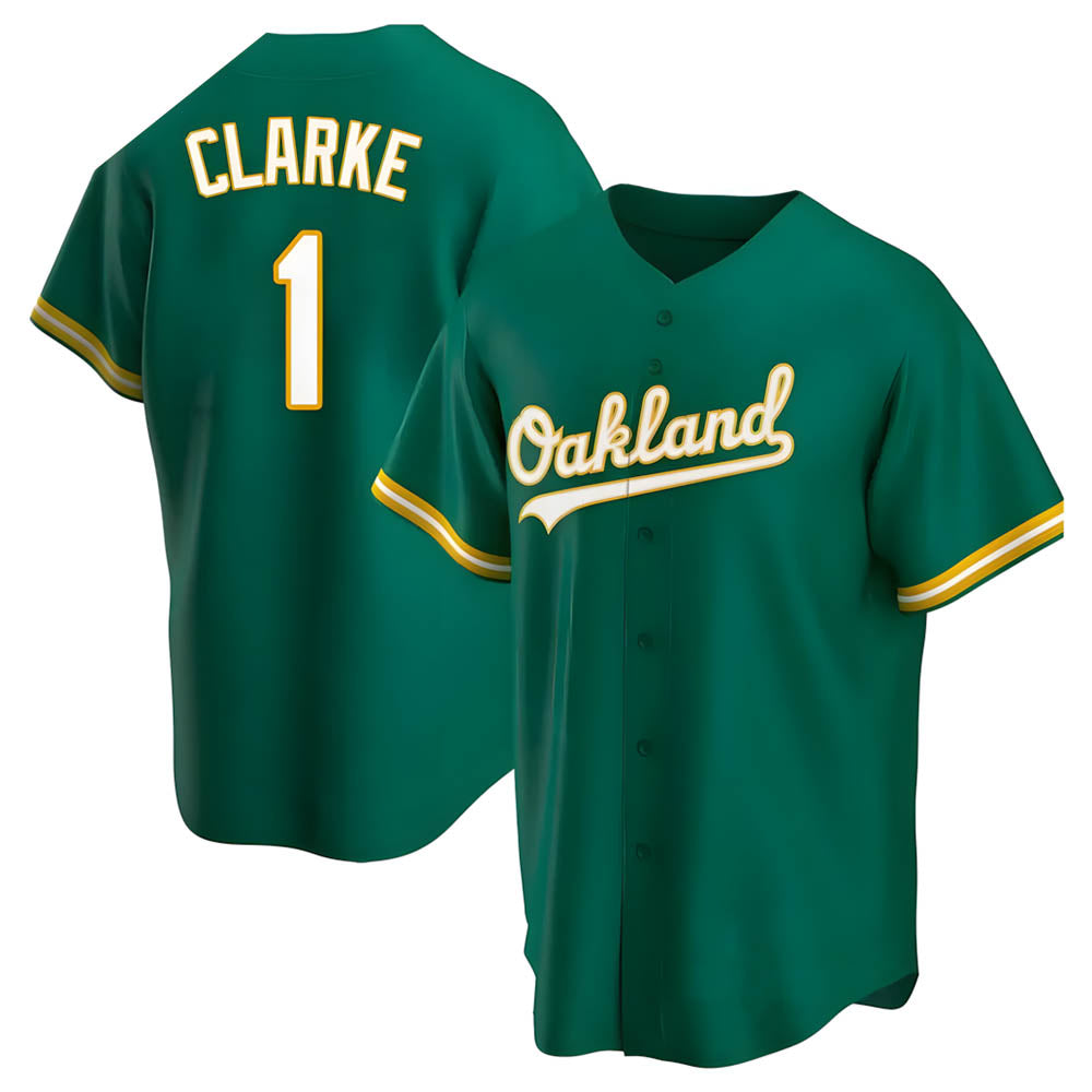 Tlead Athletics #1 Denzel Clarke player Green Replica Kelly Alternate Stitched Jersey