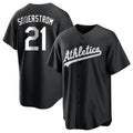 Tlead Athletics #21 Tyler Soderstrom Player Black&White Replica Stitched Jersey