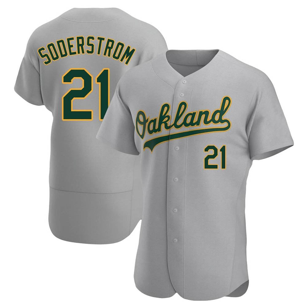 Tlead Athletics #21 Tyler Soderstrom Player Gray Authentic Road Stitched Jersey