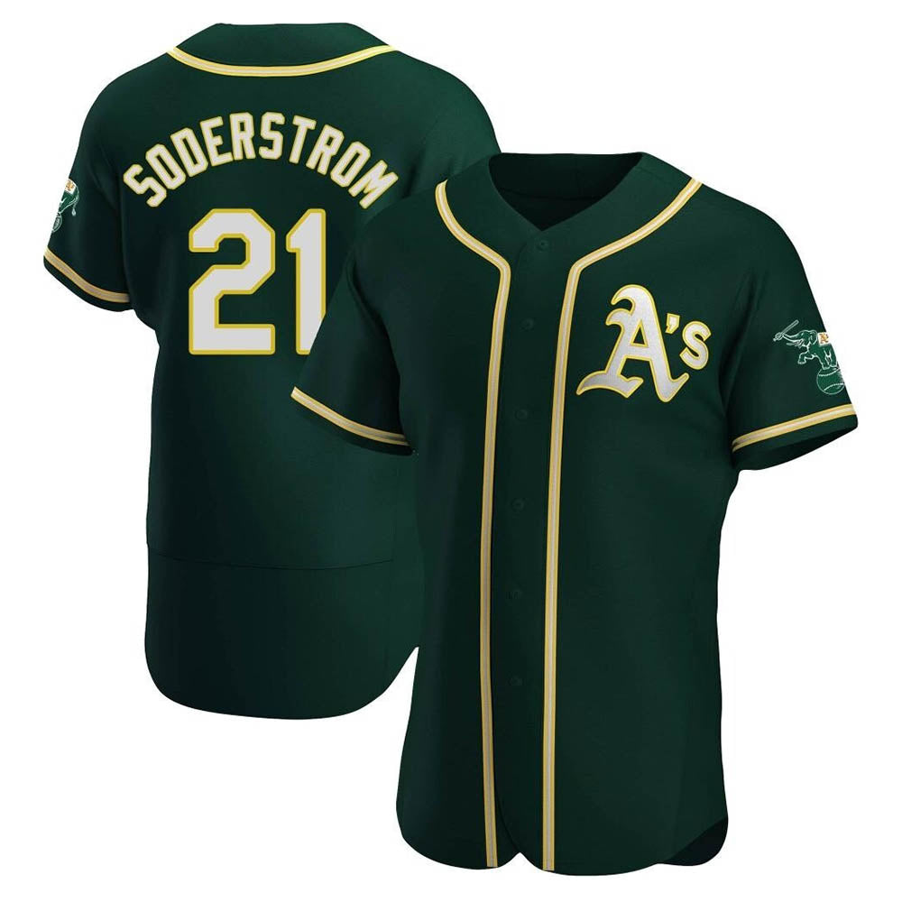 Tlead Athletics #21 Tyler Soderstrom Player Green Authentic Alternate Stitched Jersey