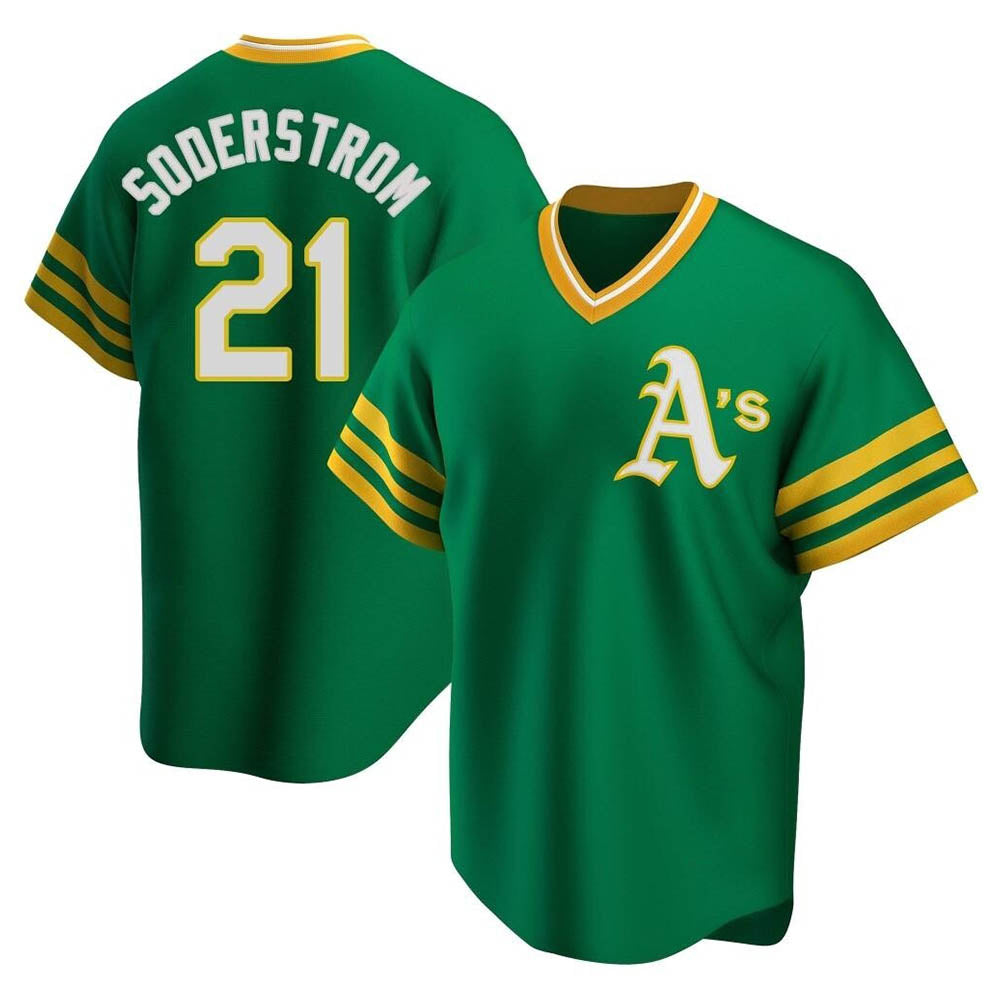 Tlead Athletics #21 Tyler Soderstrom Player Green Replica Cooperstown Collection Stitched Jersey