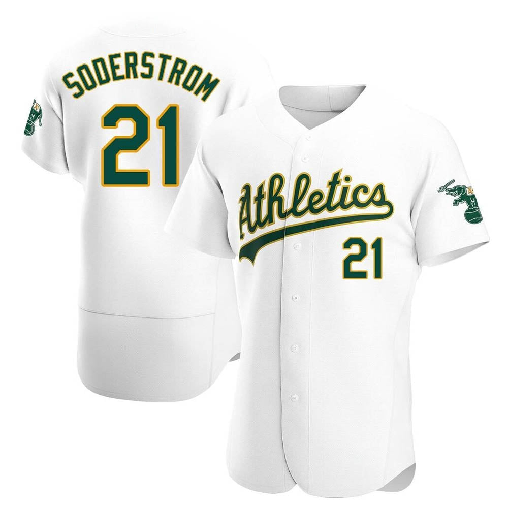 Tlead Athletics #21 Tyler Soderstrom Player White Authentic Home Stitched Jersey