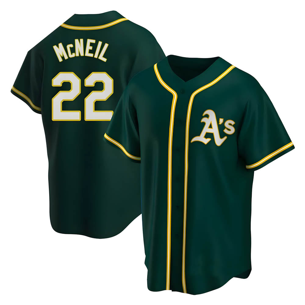 Tlead Athletics #22 Jeff McNeil player Green Replica Alternate Stitched Jersey