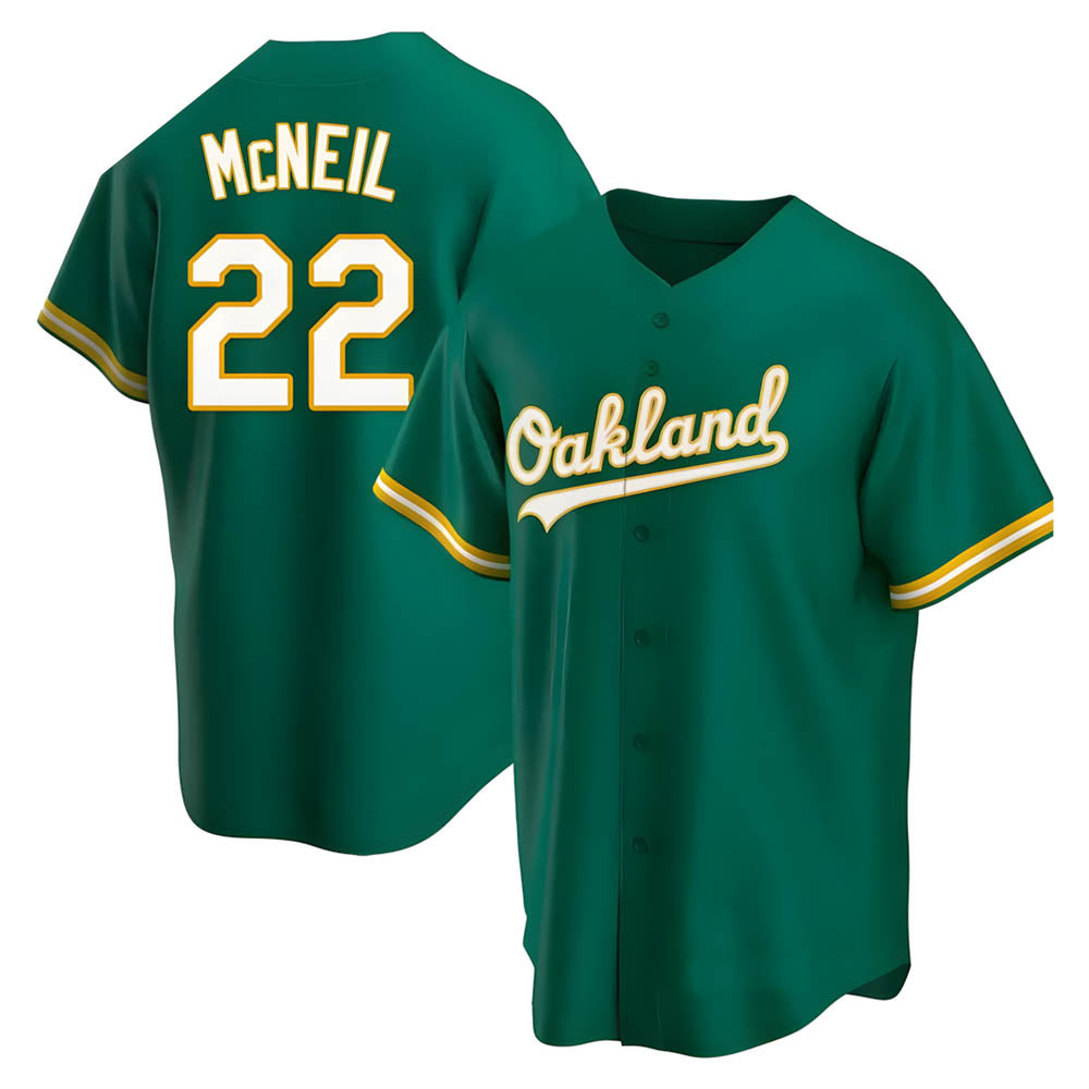 Tlead Athletics #22 Jeff McNeil player Green Replica Kelly Alternate Stitched Jersey