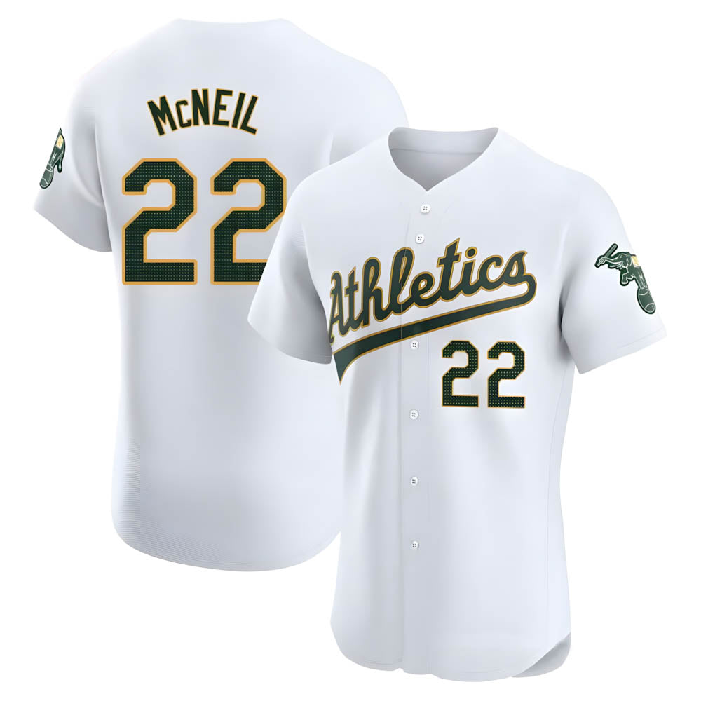 Tlead Athletics #22 Jeff McNeil player White Elite Home Stitched Jersey