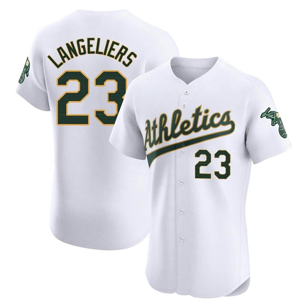 Tlead Athletics #23 Shea Langeliers Player White Elite Home Stitched Jersey