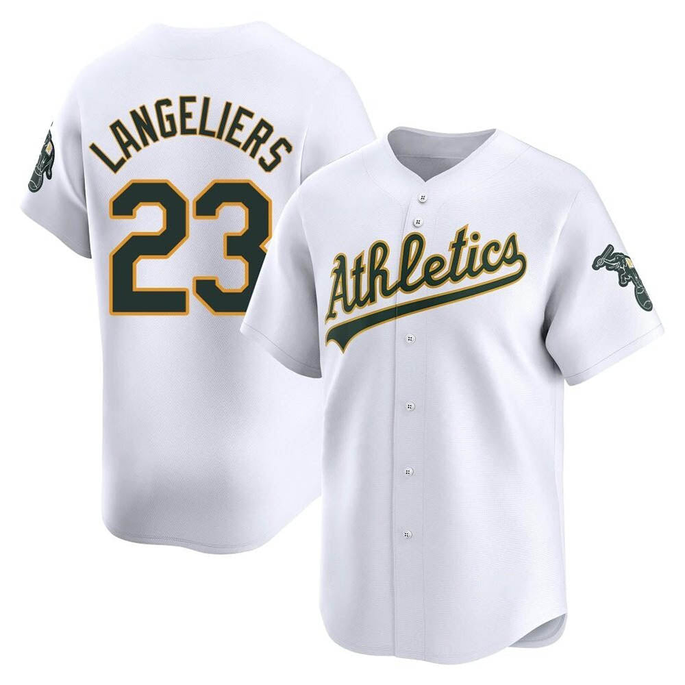 Tlead Athletics #23 Shea Langeliers Player White Limited Home Stitched Jersey