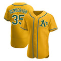 Tlead Athletics #35 Rickey Henderson Player Gold Authentic Alternate Stitched Jersey