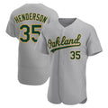 Tlead Athletics #35 Rickey Henderson Player Gray Authentic Road Stitched Jersey
