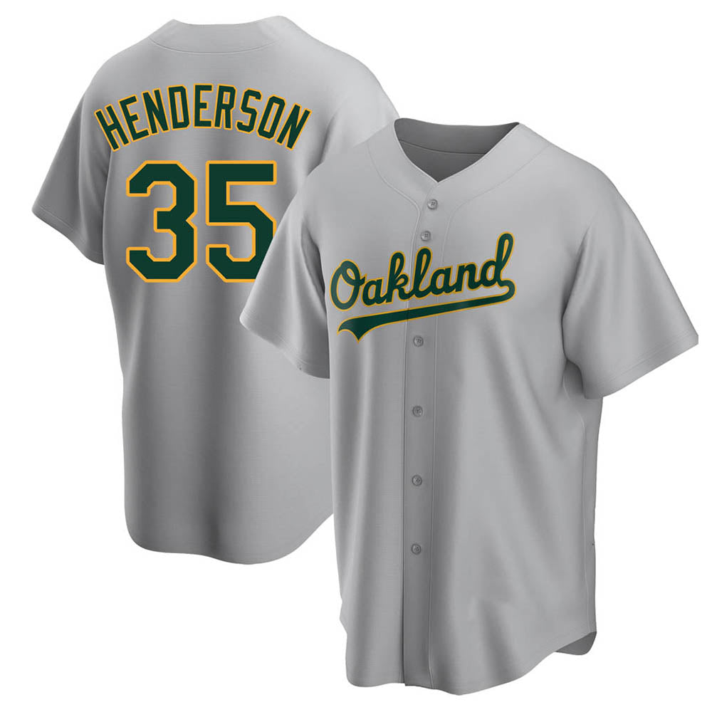 Tlead Athletics #35 Rickey Henderson Player Gray Replica Road Stitched Jersey