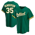 Tlead Athletics #35 Rickey Henderson Player Green Replica Kelly Alternate Stitched Jersey
