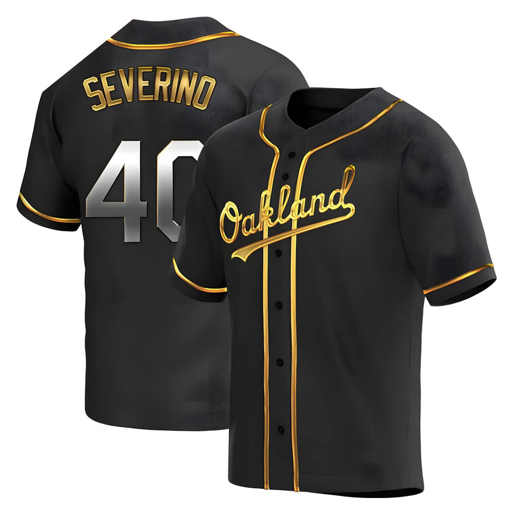Tlead Athletics #40 Luis Severino player Gold Replica Black en Alternate Stitched Jersey