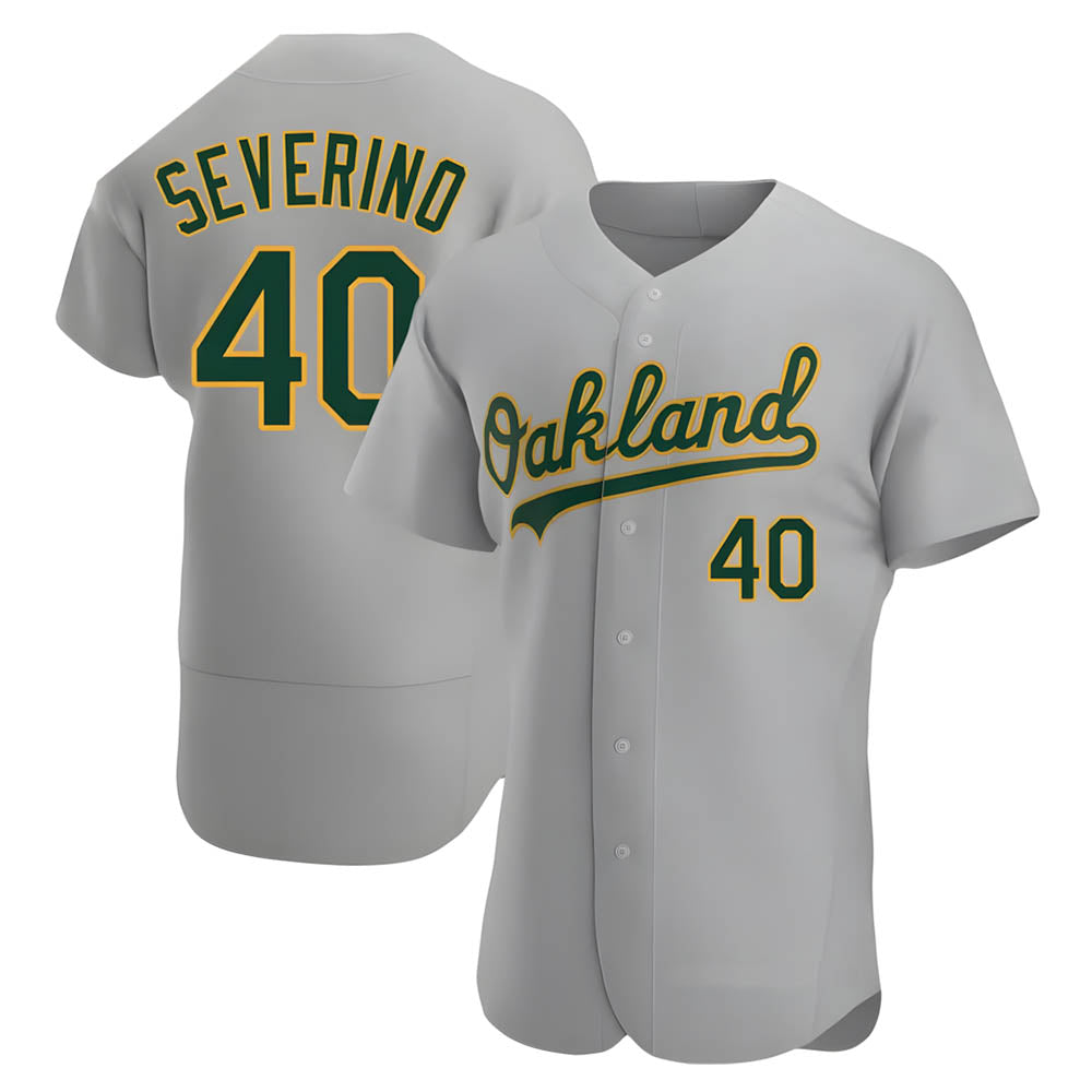 Tlead Athletics #40 Luis Severino player Gray Authentic Road Stitched Jersey