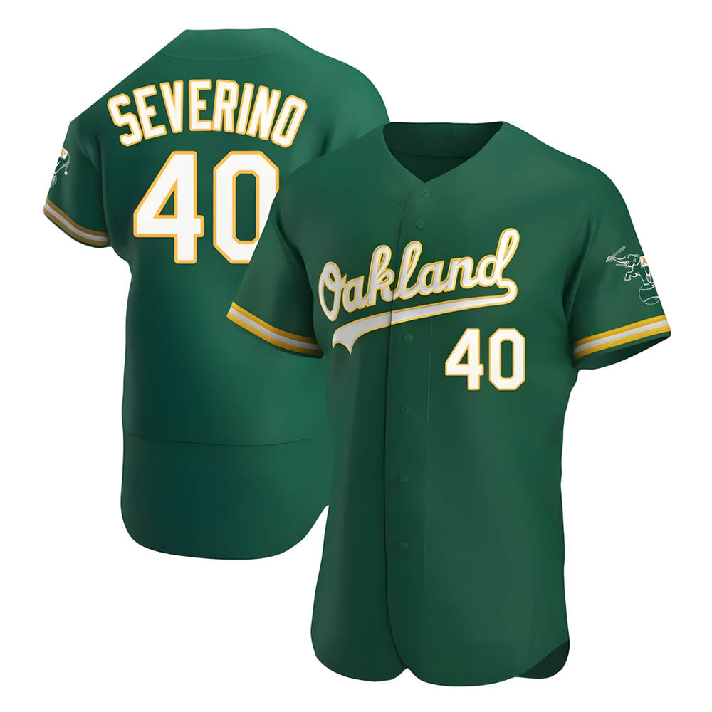 Tlead Athletics #40 Luis Severino player Green Authentic Kelly Alternate Stitched Jersey