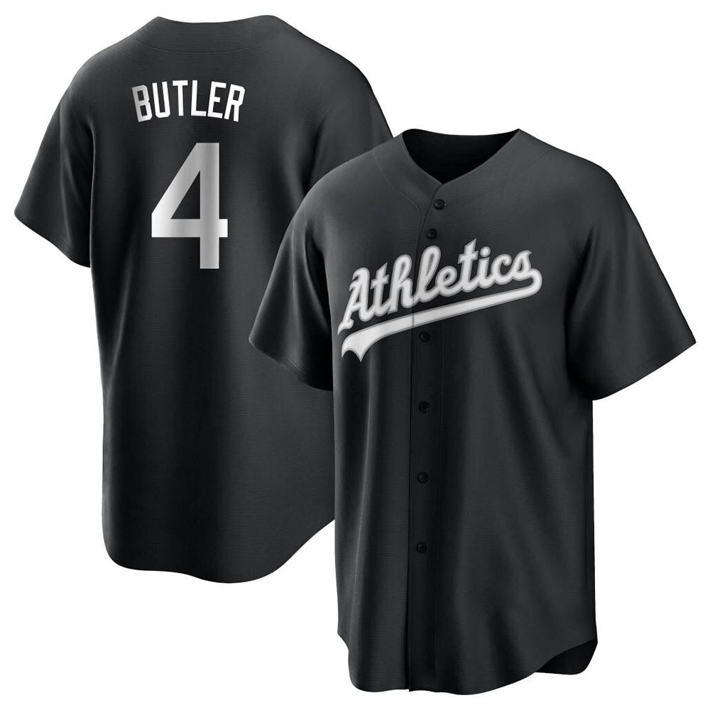 Tlead Athletics #4 Lawrence Butler player Black&White Replica Alternate Stitched Jersey