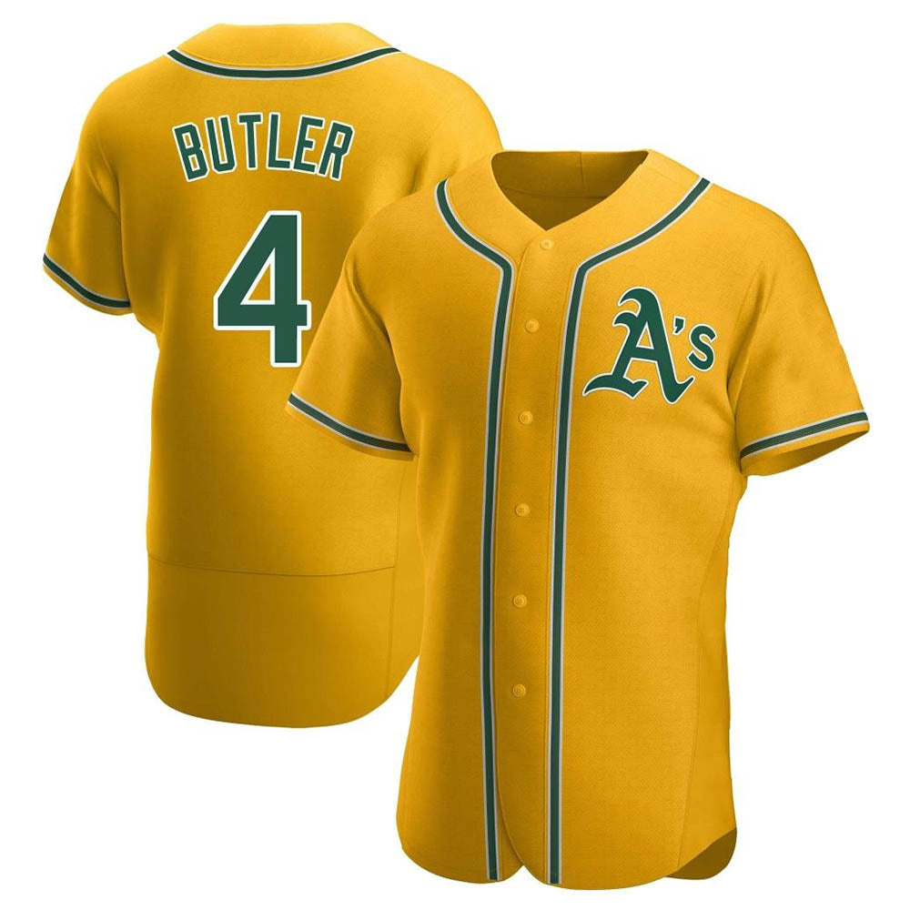 Tlead Athletics #4 Lawrence Butler player Gold Authentic Alternate Stitched Jersey