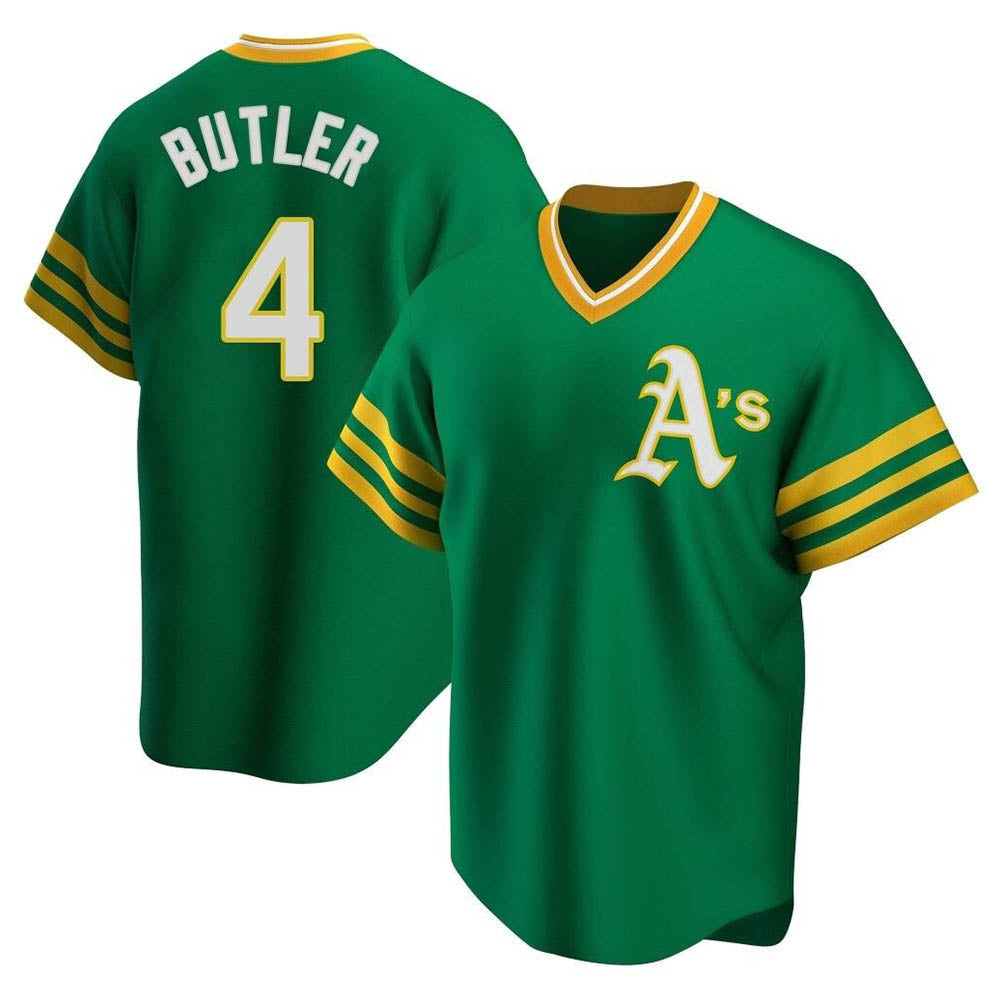 Tlead Athletics #4 Lawrence Butler player Green Replica Cooperstown Collection Stitched Jersey