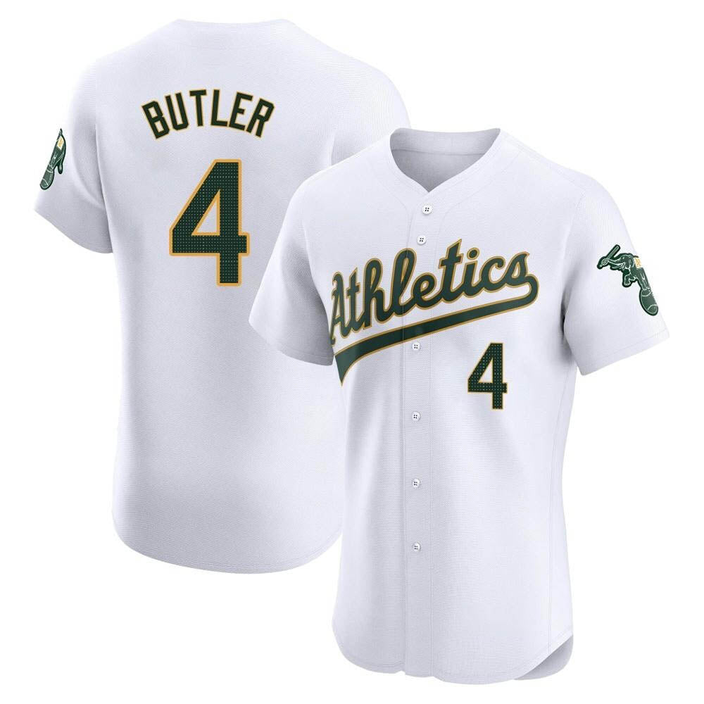 Tlead Athletics #4 Lawrence Butler player White Elite Home Stitched Jersey