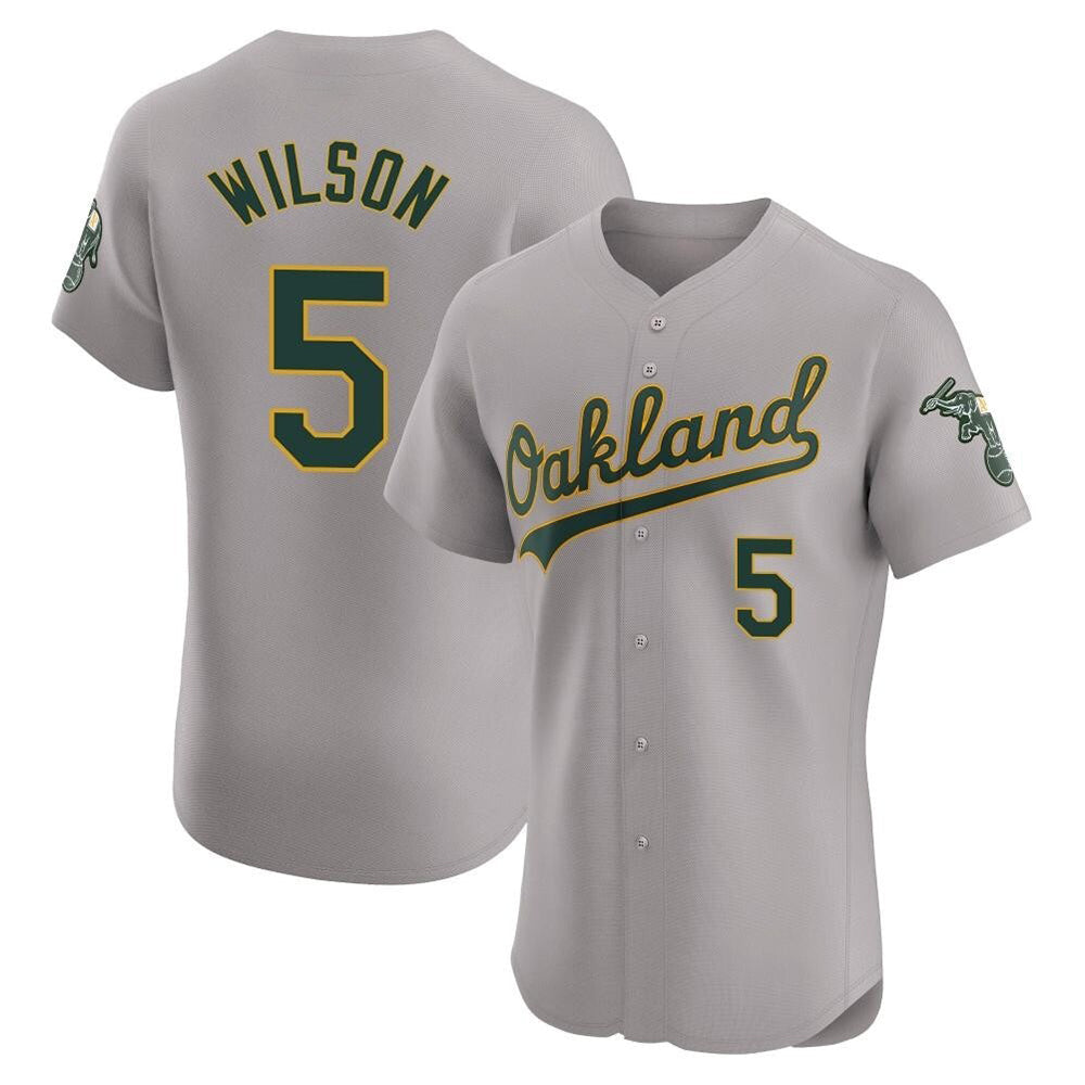 Tlead Athletics #5 Jacob Wilson Gray Elite Road Stitched Jersey