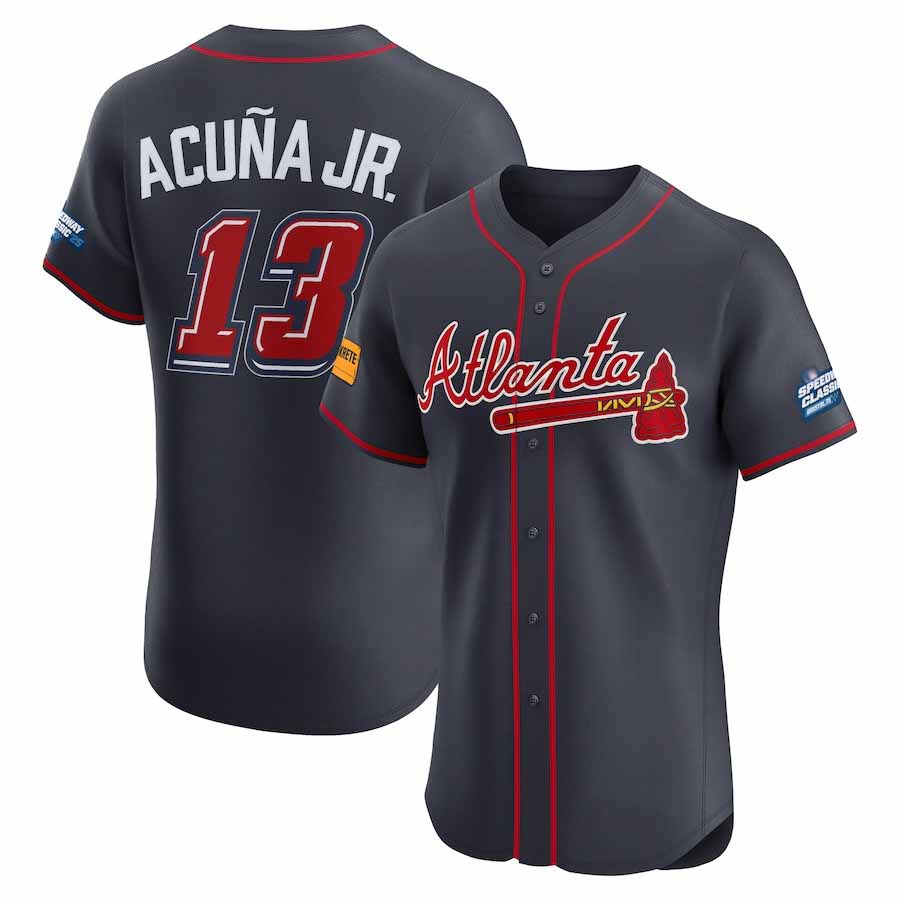 Tlead A.Braves #13 Ronald Acuna Jr. Navy 2025 Speedway Classic Alternate Elite Player Personalized Jersey