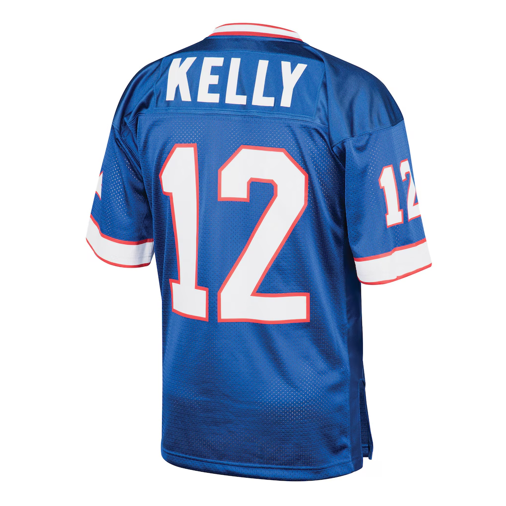 Tlead B.Bills 1994 #12 Jim Kelly Mitchell & Ness Royal Authentic Throwback Retired Player Stitched Puhic Jersey