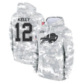 Tlead B.Bills #12 Jim Kelly Player Arctic Camo Salute to Service Hoodies Limited Stitched Jerseys
