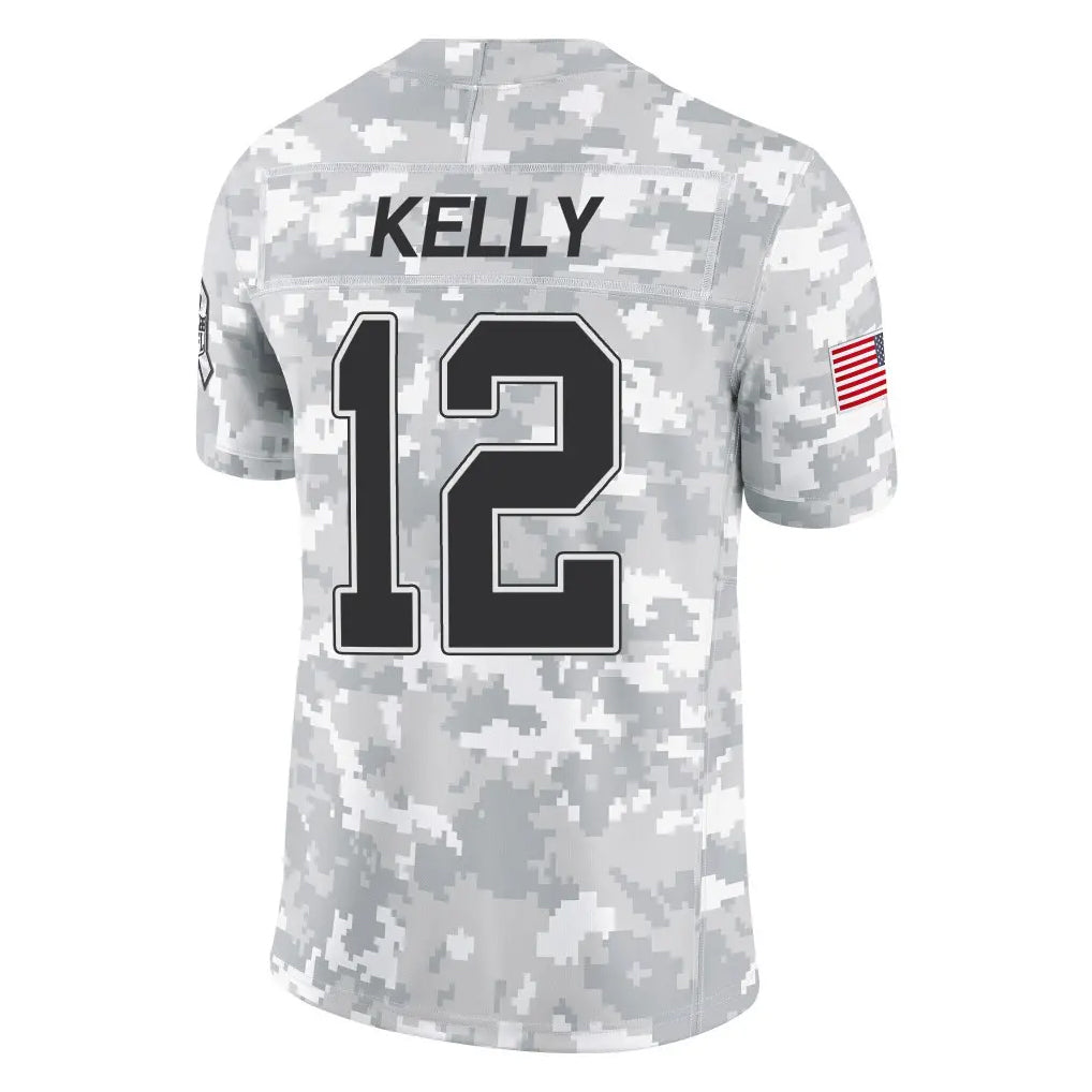 Tlead B.Bills #12 Jim Kelly Player Arctic Camo Salute to Service Limited Stitched Jerseys
