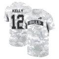 Tlead B.Bills #12 Jim Kelly Player Arctic Camo Salute to Service T-Shirt Hoodies Stitched Jerseys