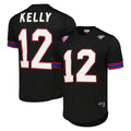 Tlead B.Bills #12 Jim Kelly Player Black Mitchell & Ness Replica Mesh Limited Stitched Jerseys