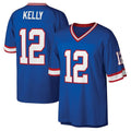 Tlead B.Bills #12 Jim Kelly Player Blue Replica Throwback Limited Stitched Jerseys