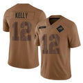 Tlead B.Bills #12 Jim Kelly Player Brown Salute To Service Limited Stitched Jerseys
