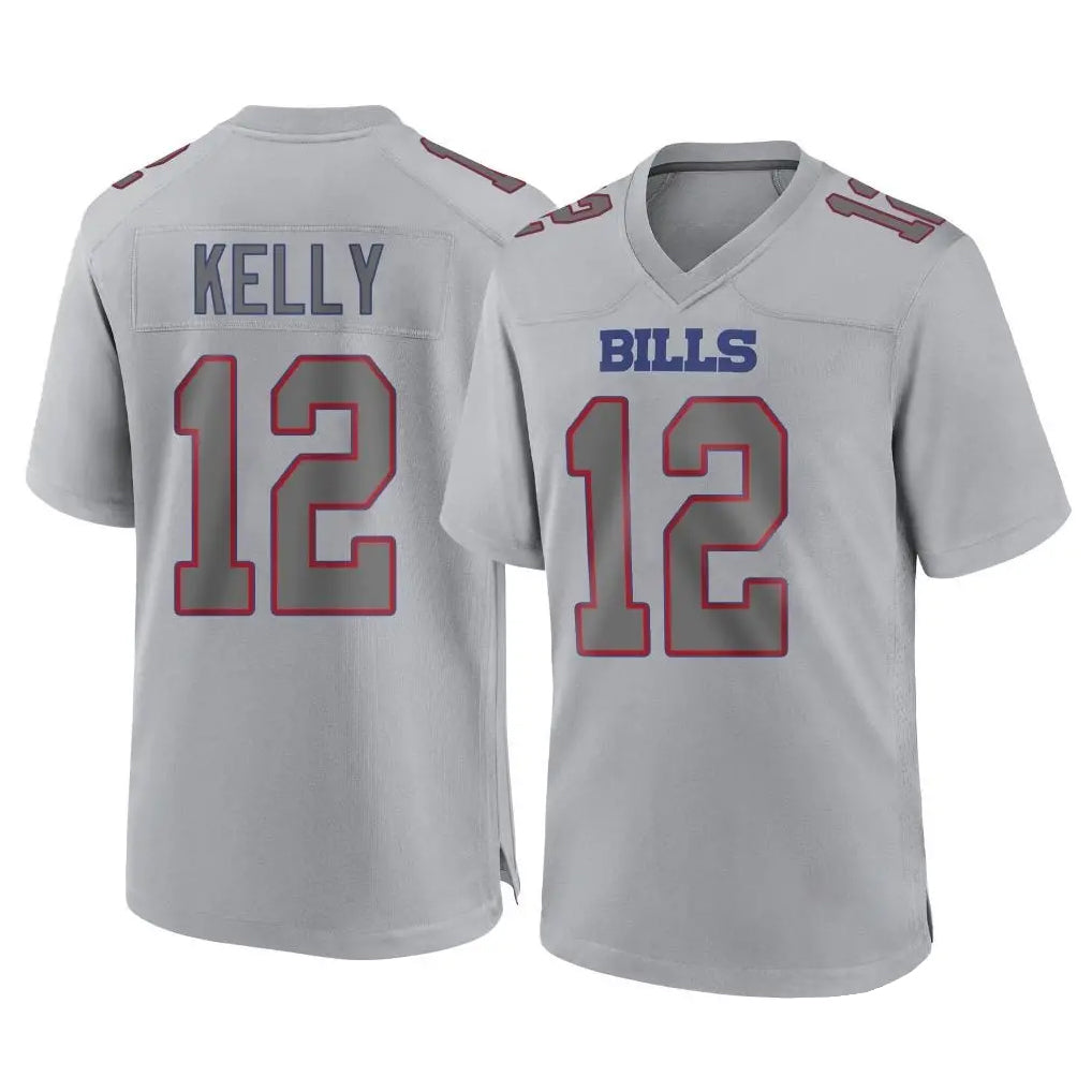 Tlead B.Bills #12 Jim Kelly Player Gray Fashion Home Game Stitched Jerseys