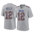 Tlead B.Bills #12 Jim Kelly Player Gray Fashion Home Game Stitched Jerseys