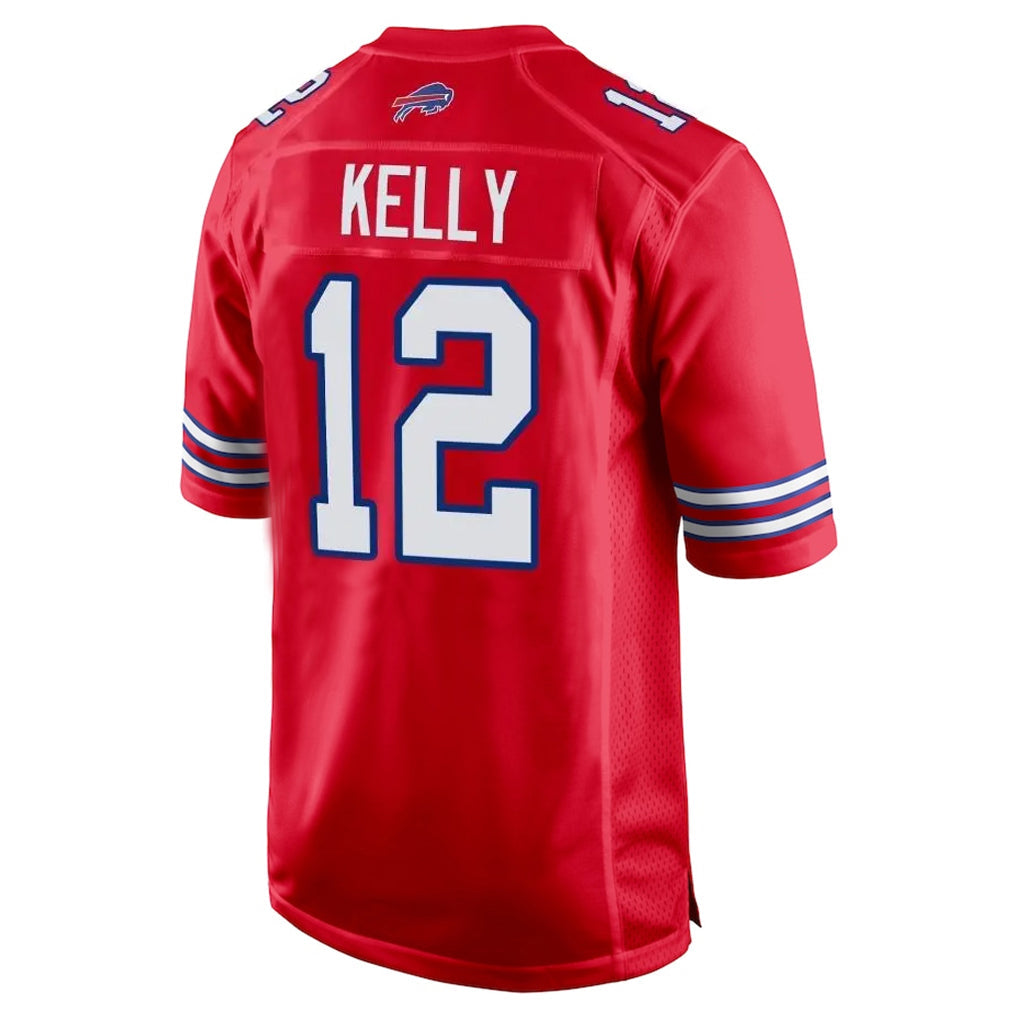Tlead B.Bills #12 Jim Kelly Player Red Home Game Stitched Jerseys