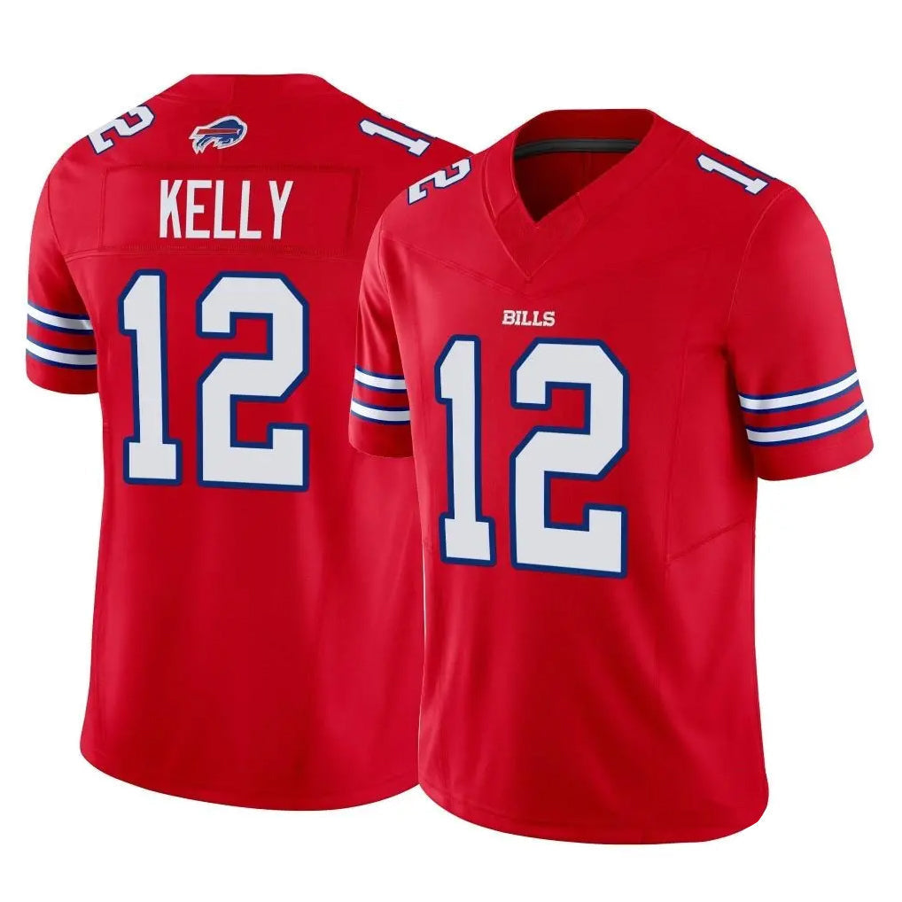 Tlead B.Bills #12 Jim Kelly Player Red Vapor F.U.S.E. Jersey Limited Home Game Stitched Jerseys
