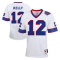 Tlead B.Bills #12 Jim Kelly Player White Mitchell & Ness XXV Throwback Limited Stitched Jerseys