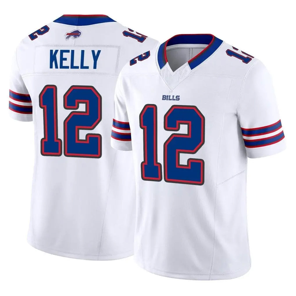 Tlead B.Bills #12 Jim Kelly Player White Vapor F.U.S.E. Limited Stitched Jerseys