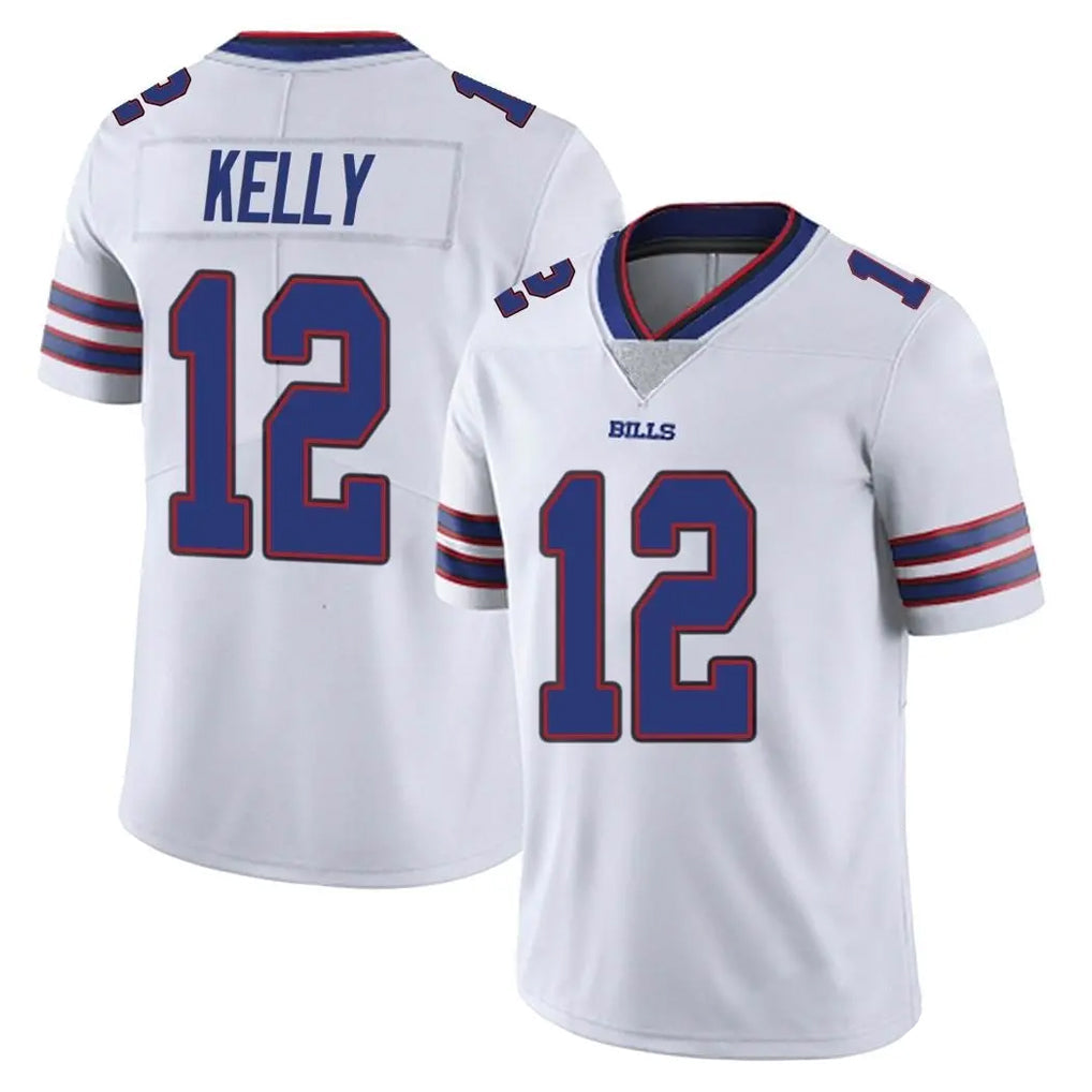 Tlead B.Bills #12 Jim Kelly Player White Vapor Untouchable Limited Stitched Jerseys