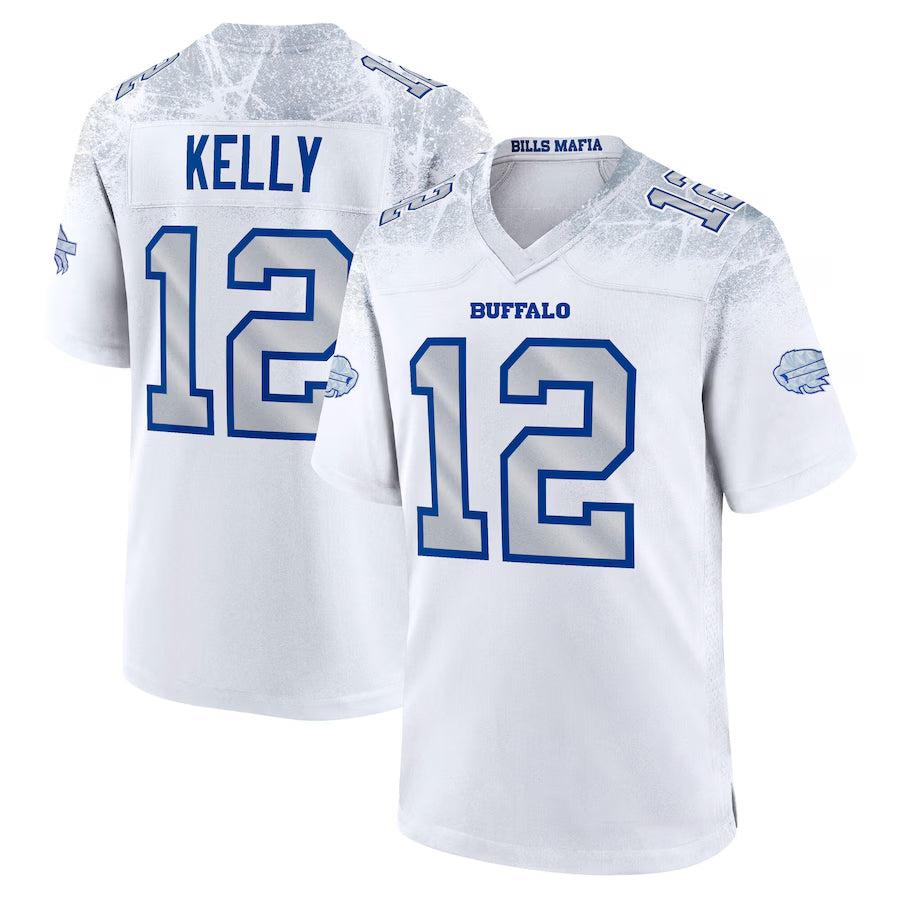 Tlead B.Bills #12 Jim Kelly Player White Rivalries Collection Game  Stitched Jersey