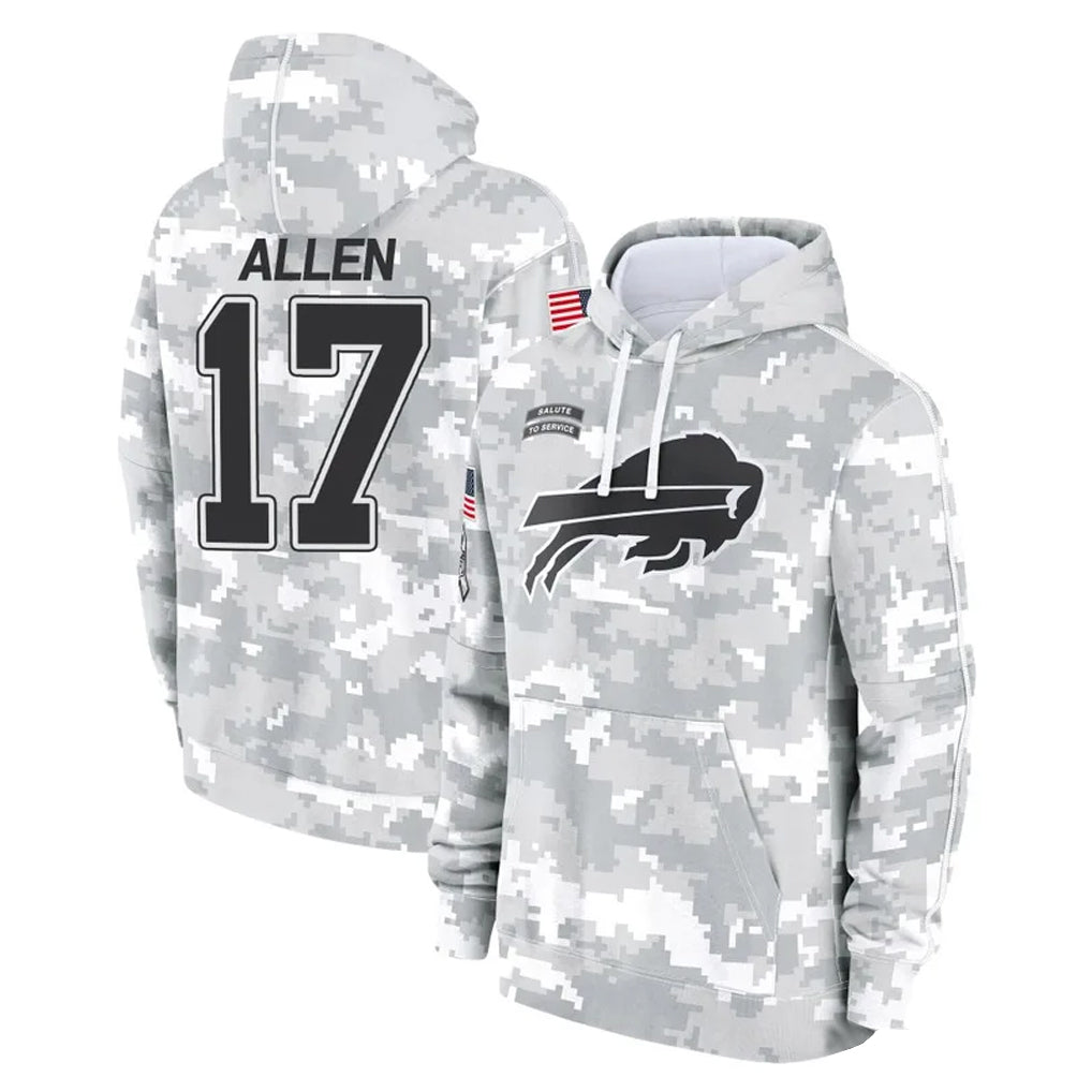 Tlead B.Bills #17 Josh Allen Player Arctic Camo Salute to Service Hoodies Limited Stitched Jerseys