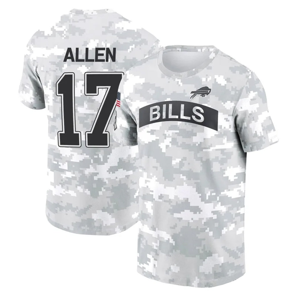 Tlead B.Bills #17 Josh Allen Player Arctic Camo Salute to Service T-Shirt Hoodies Stitched Jerseys