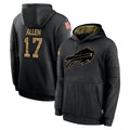 Tlead B.Bills #17 Josh Allen Player Black Salute to Service Hoodies Hame Stitched Jerseys