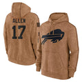 Tlead B.Bills #17 Josh Allen Player Brown Salute to Service Hoodies Stitched Jerseys