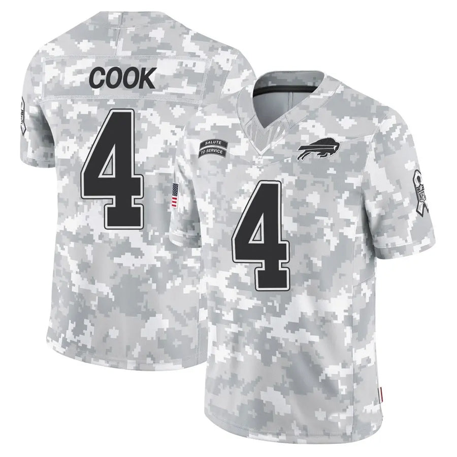 Tlead B.Bills #4 James Cook Player Arctic Camo Salute to Service Limited Stitched Jerseys