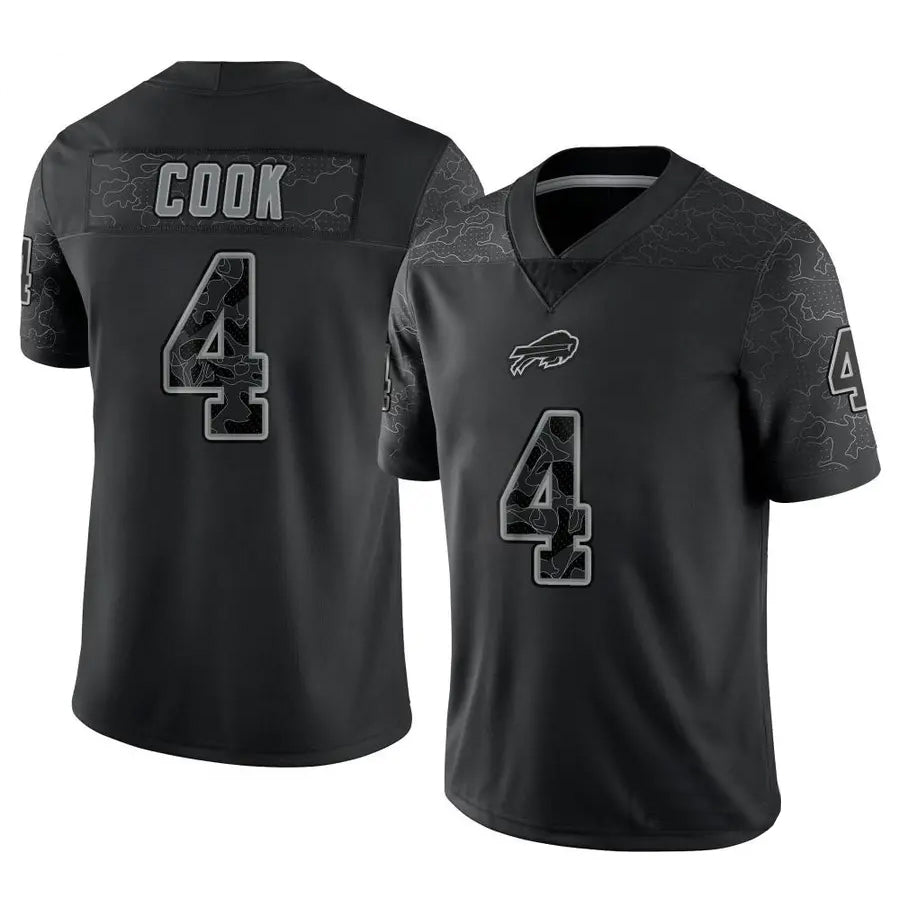 Tlead B.Bills #4 James Cook Player Black RFLCTV Limited Stitched Jerseys