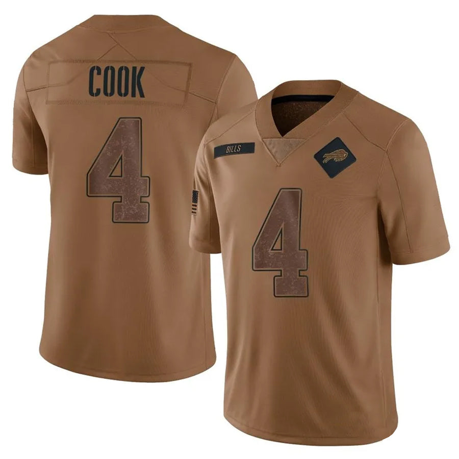 Tlead B.Bills #4 James Cook Player Brown Salute To Service Limited Stitched Jerseys