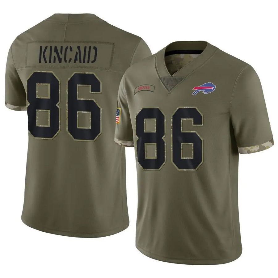 Tlead B.Bills #86 Dalton Kincaid Player Salute To Service Olive Stitched Jerseys