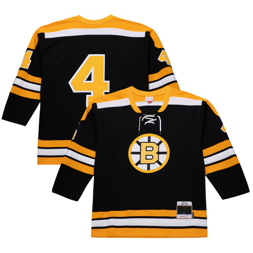 Tlead B.Bruins #4 Bobby Orr Black 1971-72 Power Play Stitched Jerseys