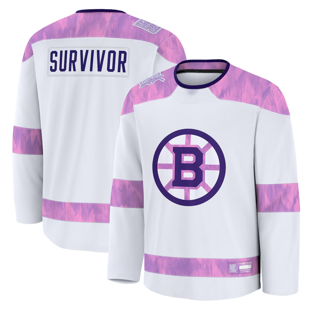 Tlead B.Bruins White Hockey Fights Cancer Survivor Practice Stitched Jerseys
