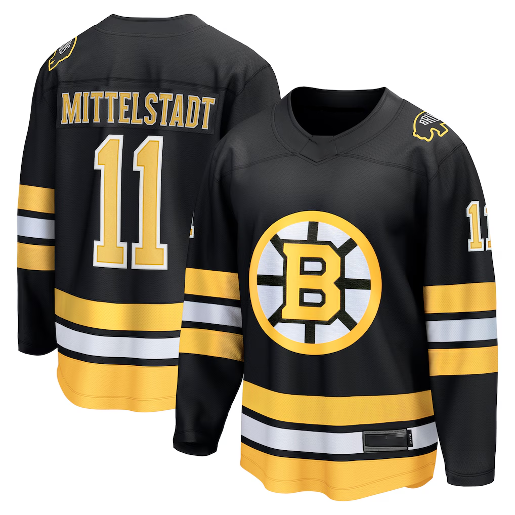 Tlead B.Bruins #11 Casey Mittelstadt Black Home Breakaway Player Stitched Jerseys